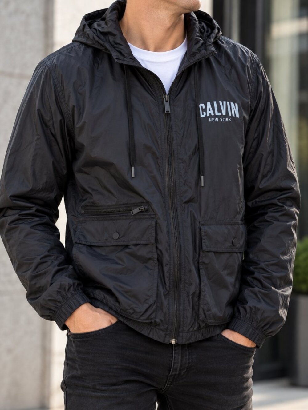 Calvin Klein Nylon Hooded Windbreaker MEDIUM